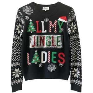 Lavender Moon Christmas Sweater Black Red Green White Size Small Sequins